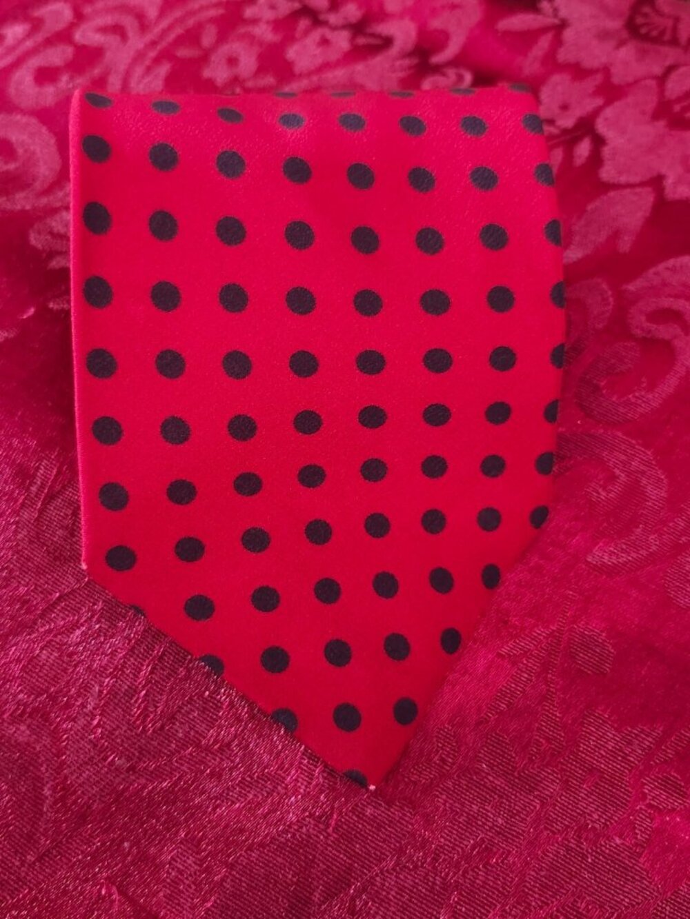St. Michael from Marks & Spencer Red w/ Black Polkadots Silk Tie
